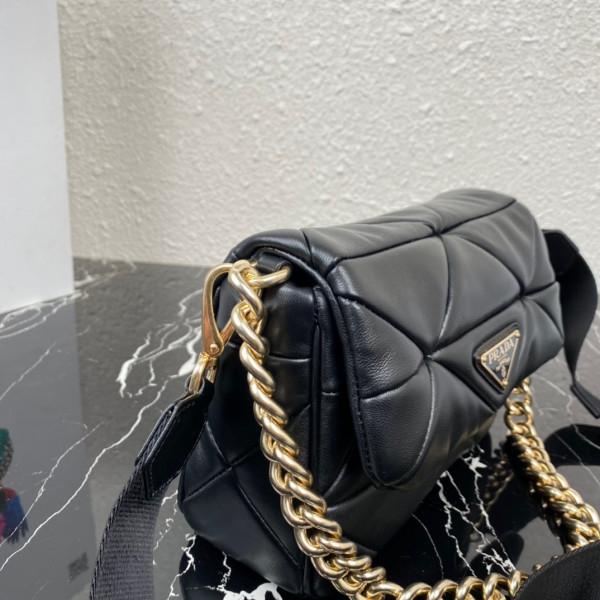 Pra*a system nappa leather patchwork bag