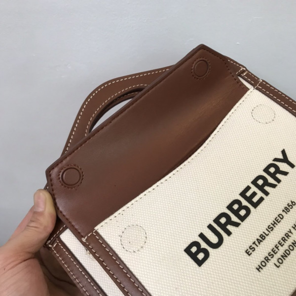B**rry mini two-tone canvas and leather pocket bag