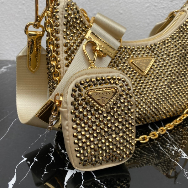 Pra*a re-edition 2005 satin bag with crystals