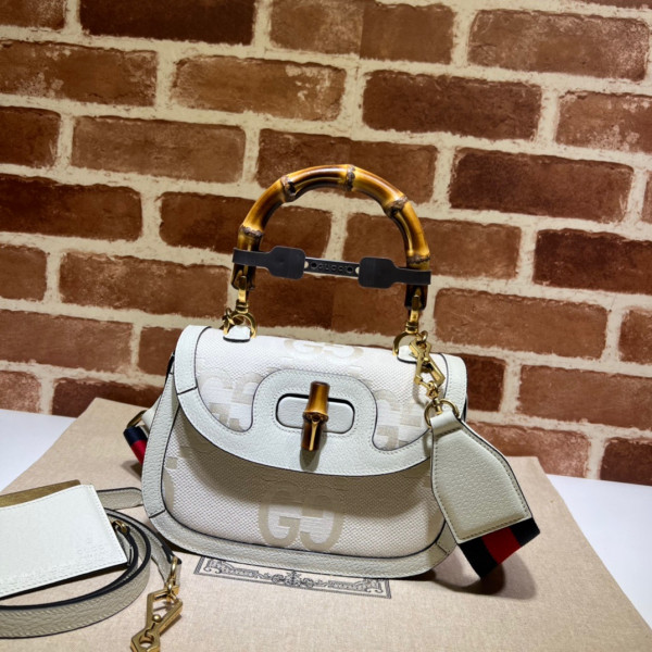 G*u*i small top handle bag with bamboo