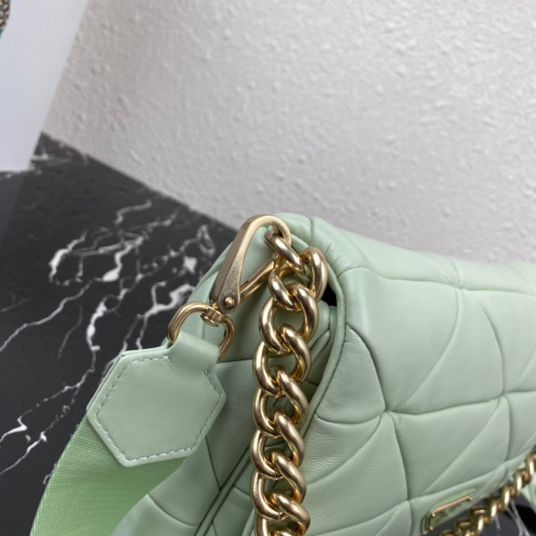 Pra*a system nappa leather patchwork bag