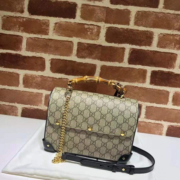 G*u*i padlock gg small bamboo shoulder bag