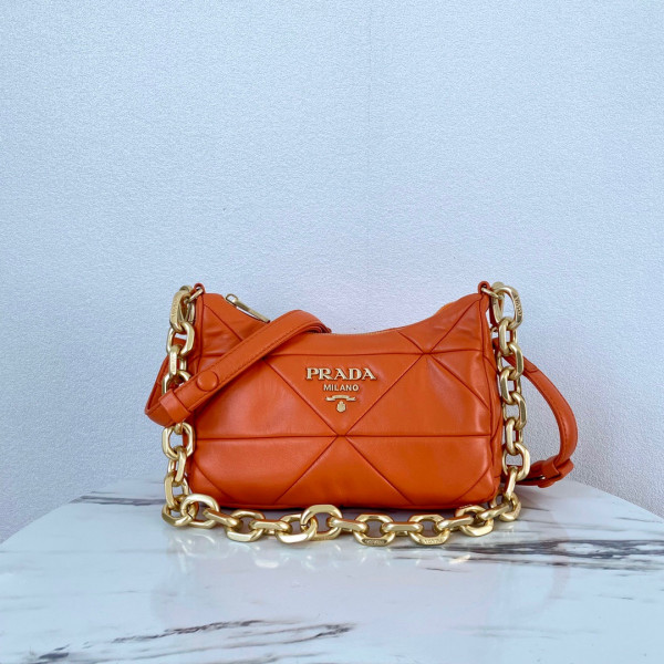 Pra*a system nappa leather patchwork bag