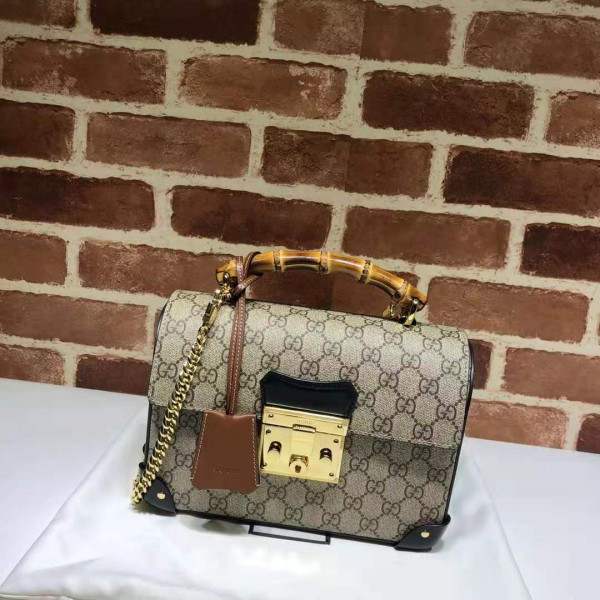 G*u*i padlock gg small bamboo shoulder bag