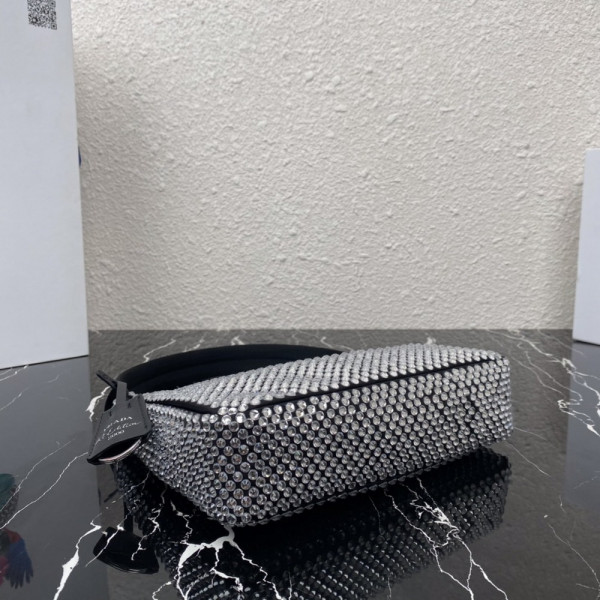 Pra*a satin mini-bag with artificial crystals