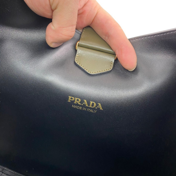 Pra*a large leather shoulder bag with topstitching
