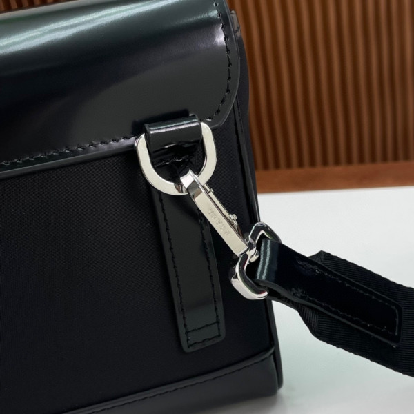 Pra*a re-nylon and leather shoulder bag