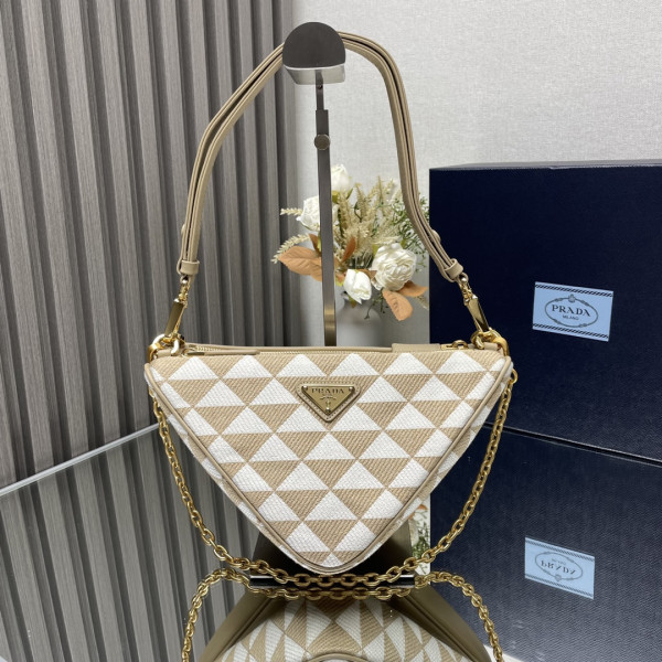 Pra*a triangular sequined pouch-26*16*13cm
