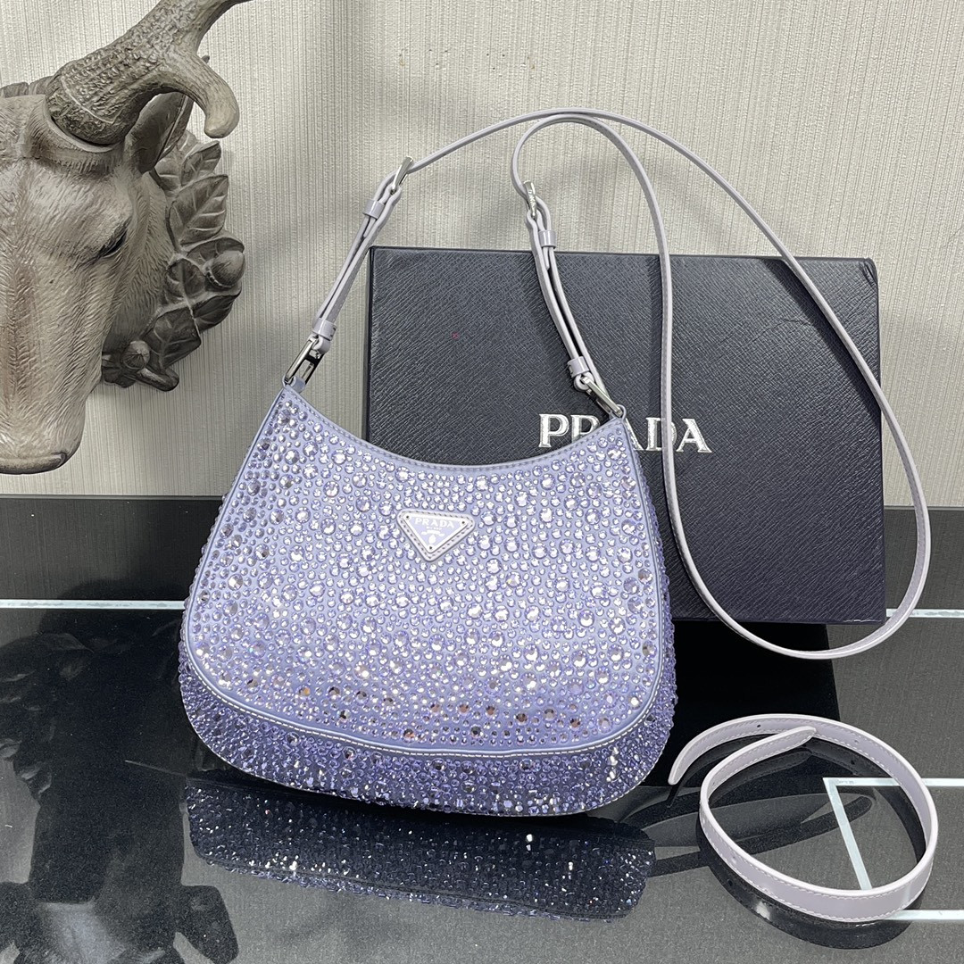 Pra*a cleo satin bag with appliqués