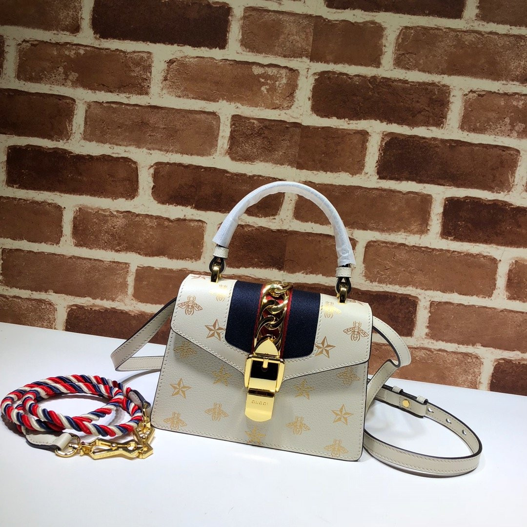 G*u*i sylvie bee star mini leather bag